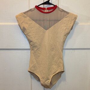 Nude and red performance leotard